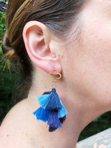 Quatrefoil Earrings- Blue
