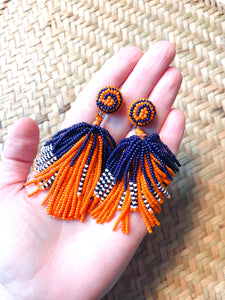GAME DAY Beaded Earrings |  Orange + Blue
