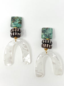 Loli Crescent Earrings | White