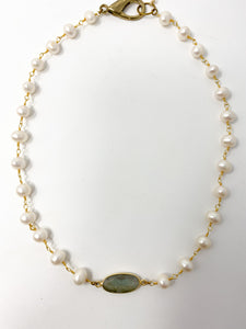 Pearl Necklace with Bezel Pendant