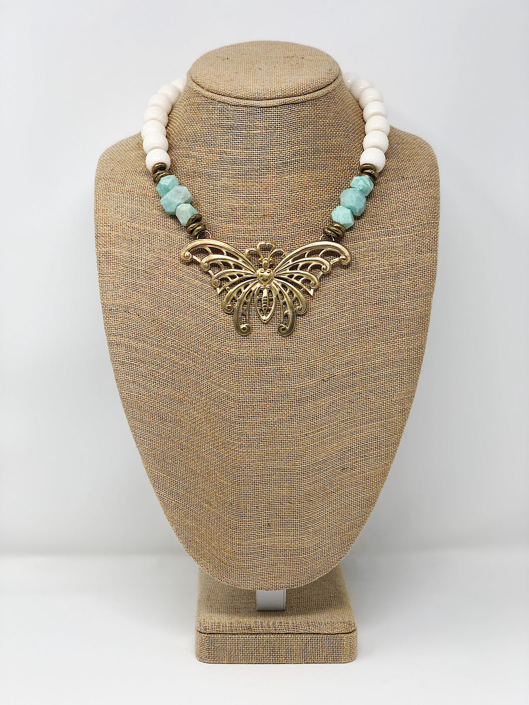 Coral necklace with Butterfly pendant