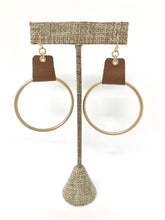 Leather Hoop Earrings- Brown