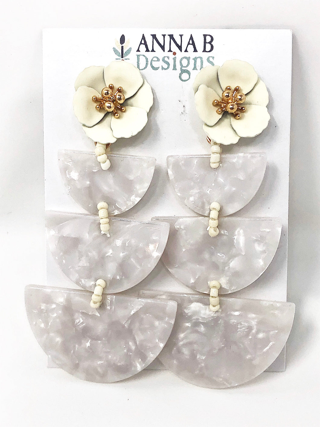 Paola Resin Earrings- Ivory + White