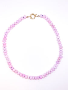 Pale Pink Opal Knotted Necklace