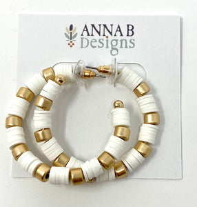 Clay Bead Hoops | White