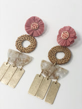 Demi Raffia Flower Earrings- Blush