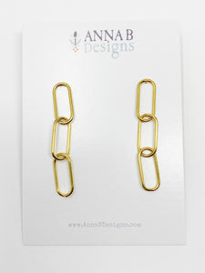 Paper Clip Chain Earrings | Gold