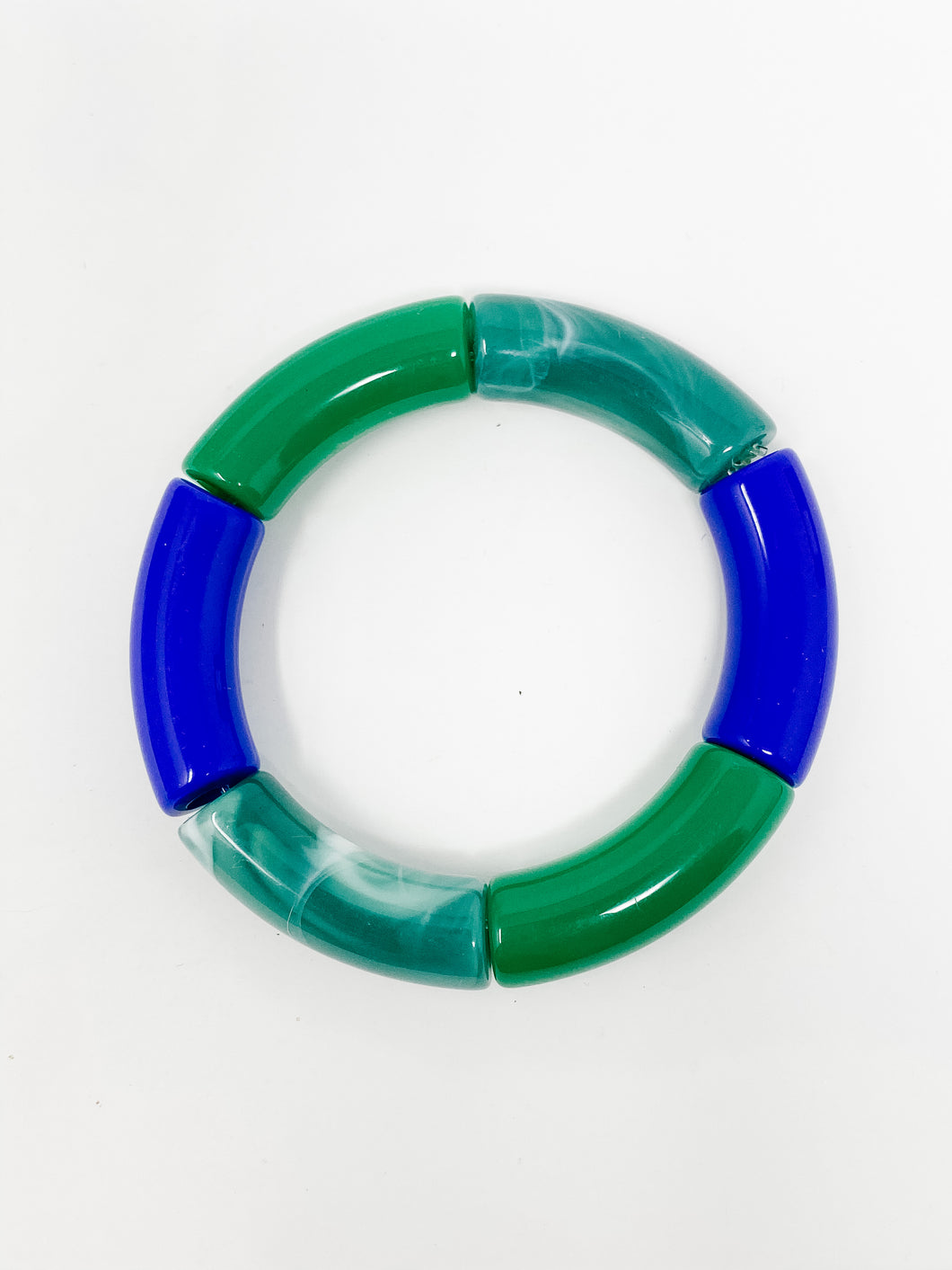 Acrylic Stretch Bracelets | Multi Green + Blue Single