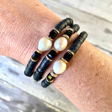 Clay Stretch bracelet with Freshwater Pearl