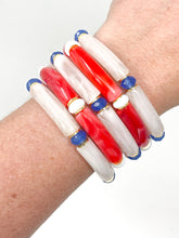 Skinny Bracelet | Red swirl with cream