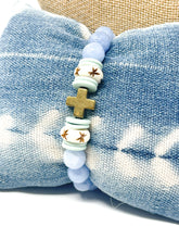 Blue Agate Cross Bracelet