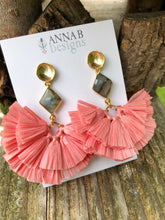 Raffia Fan Earrings-Pink