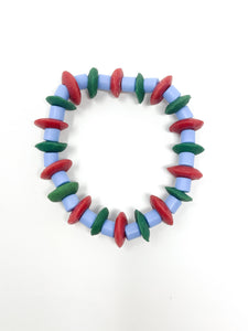 DeeDee Stretch bracelet | Red/Green + Periwinkle