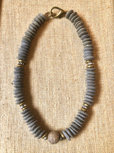 Gray Glass Beaded Necklace