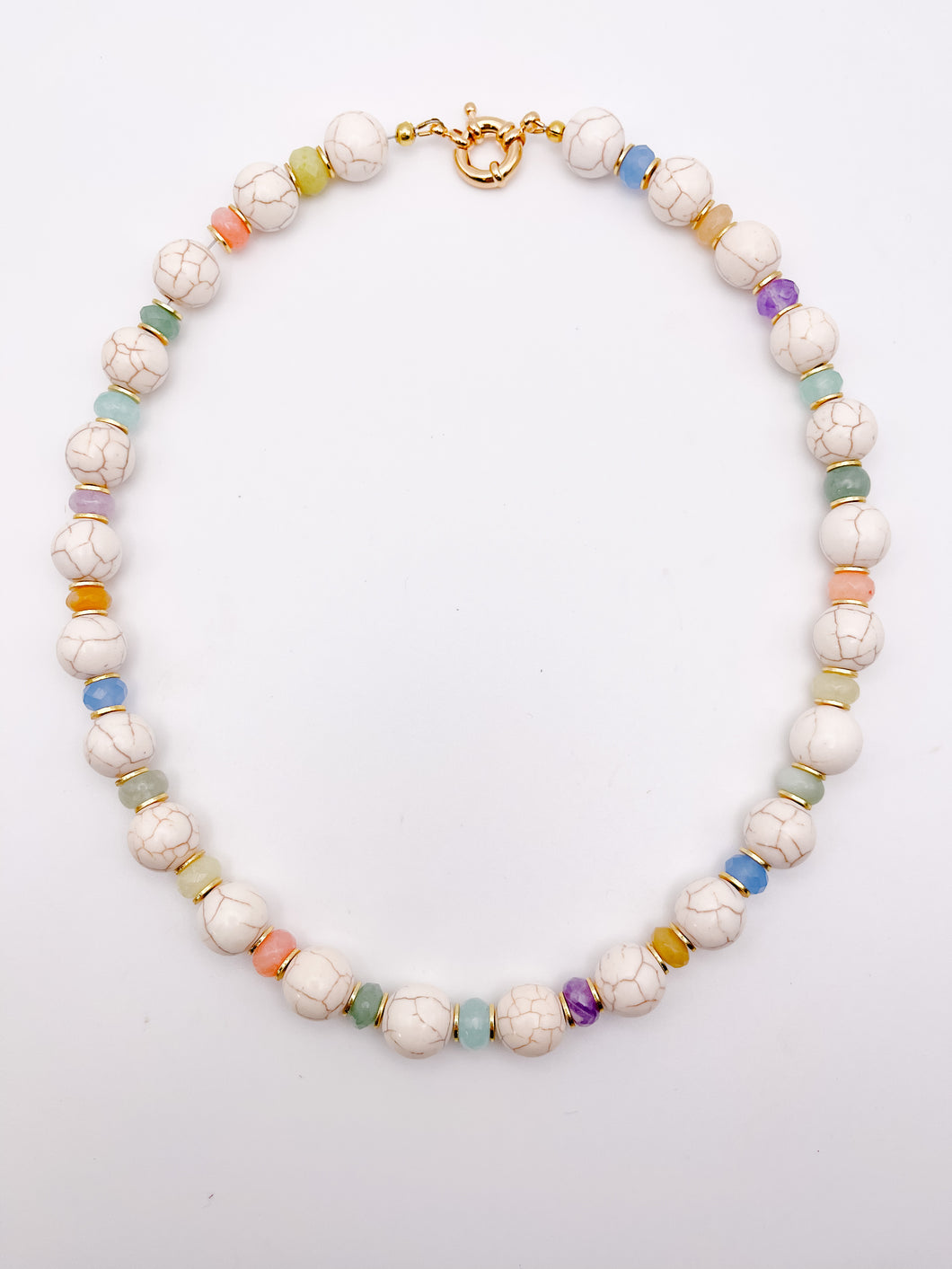 White Howlite Rainbow Necklace