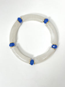 Skinny Bracelet | Cream swirl with blue