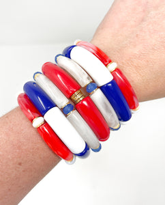 Skinny Bracelet | Cream swirl with blue