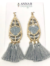 Beaded Isabel Earrings- Gray