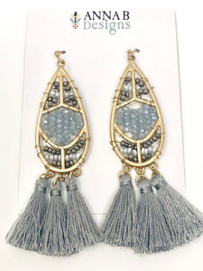 Beaded Isabel Earrings- Gray