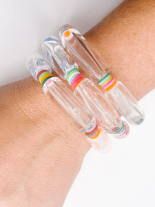 Acrylic Stretch Bracelets | Clear Multi