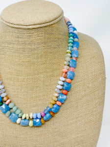 Palm color block knotted necklace