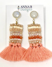Beaded Lily Earrings- Peach