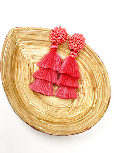 Koren Coral tassel Earrings