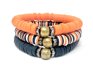 Game Day Clay Stack (trio)-Navy, Orange and White