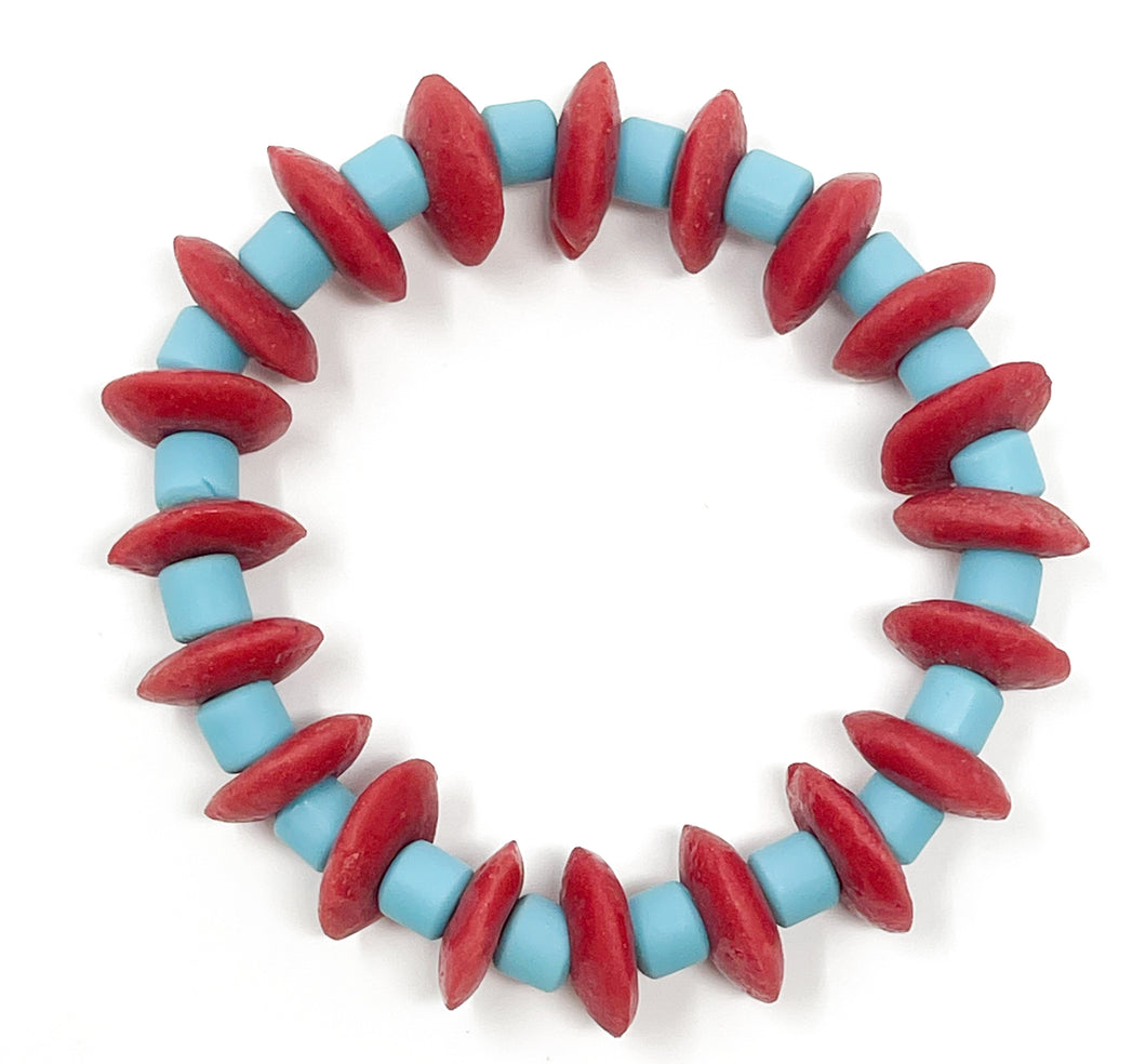 DeeDee Stretch bracelet | Red + Aqua