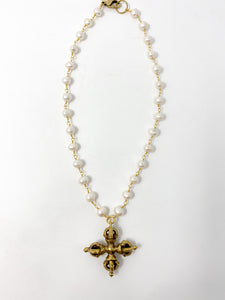 Pearl Necklace with Cross Pendant