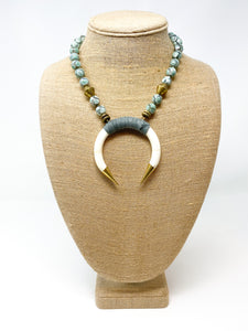 Suede Wrapped Bone Necklace