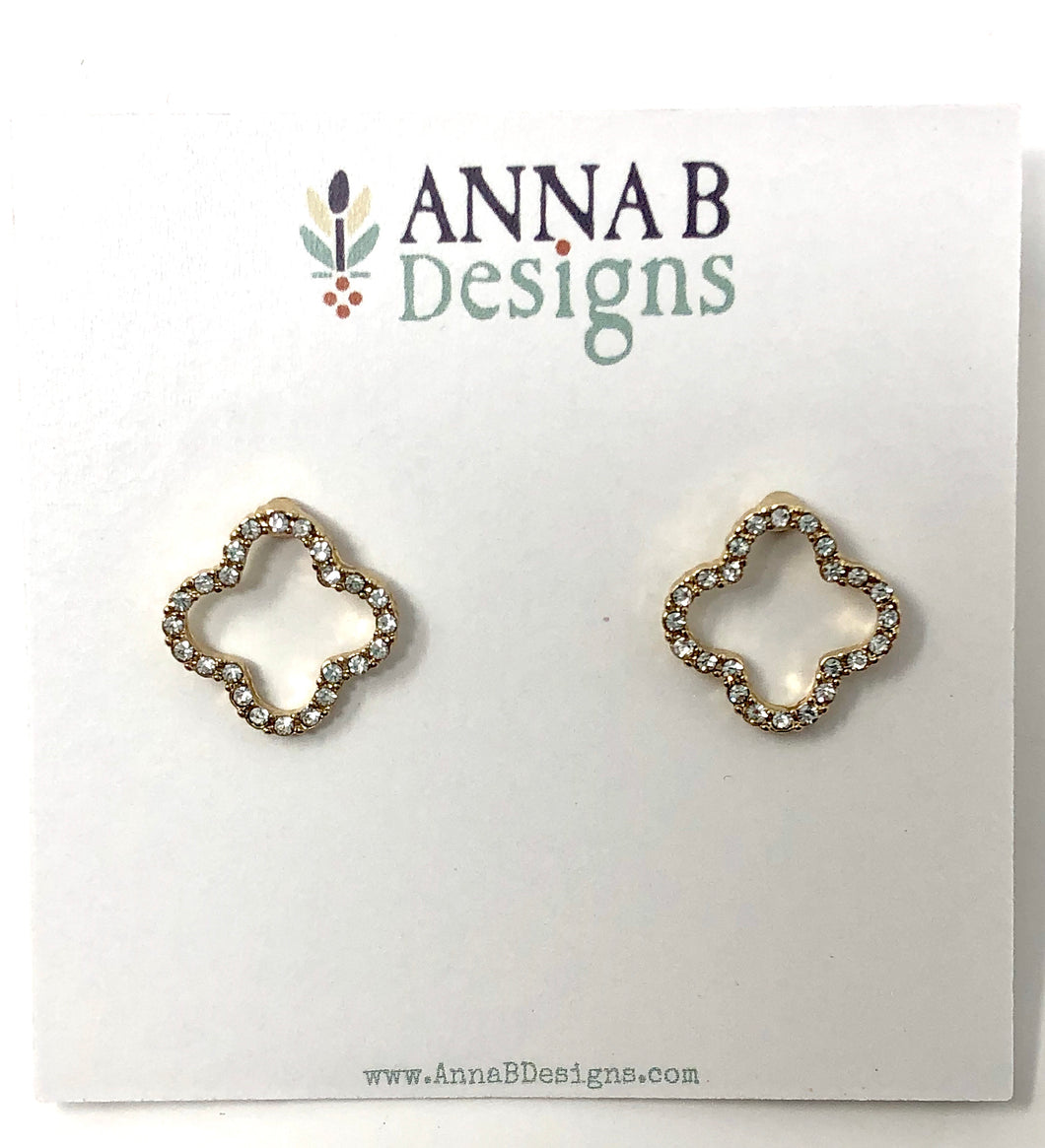 Rhinestone Clover Posts | Gold