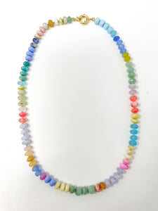 Palm color block knotted necklace