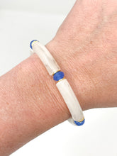 Skinny Bracelet | Cream swirl with blue