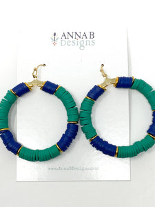 Clay Hoop Earrings | Emerald + Navy