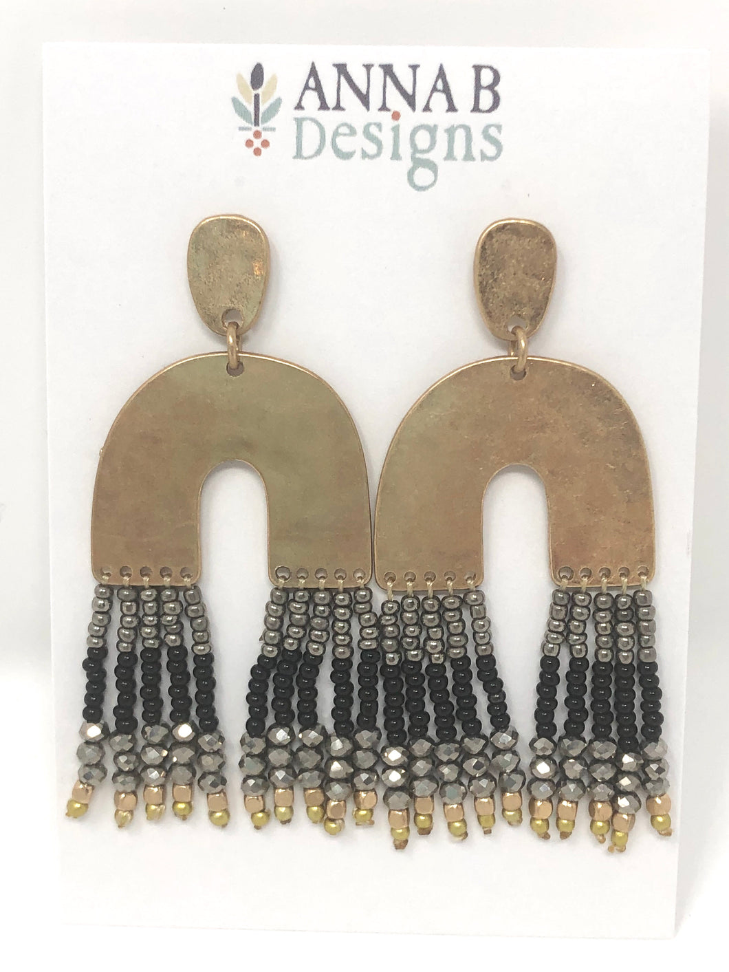 Edie Beaded Earrings-Black