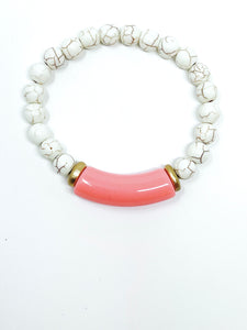White Gemstone Acrylic Bracelet | Pink