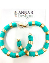 Clay Bead Hoops | Aqua