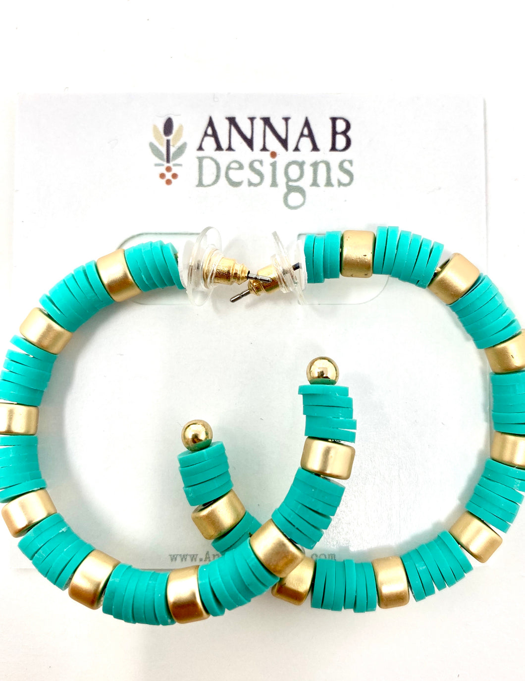 Clay Bead Hoops | Aqua