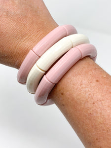 Acrylic Stretch Bracelets  Light Pink