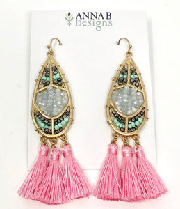 Beaded Isabel Earrings- Pink