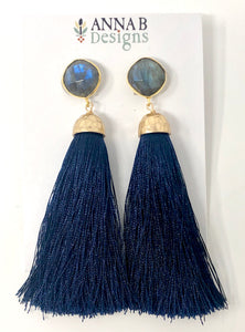 Cassandra Tassel Earrings- Navy