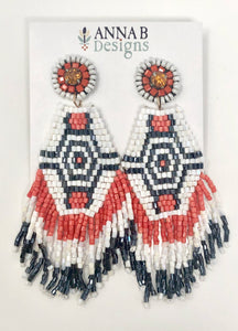 Audra Beaded Earrings- Coral