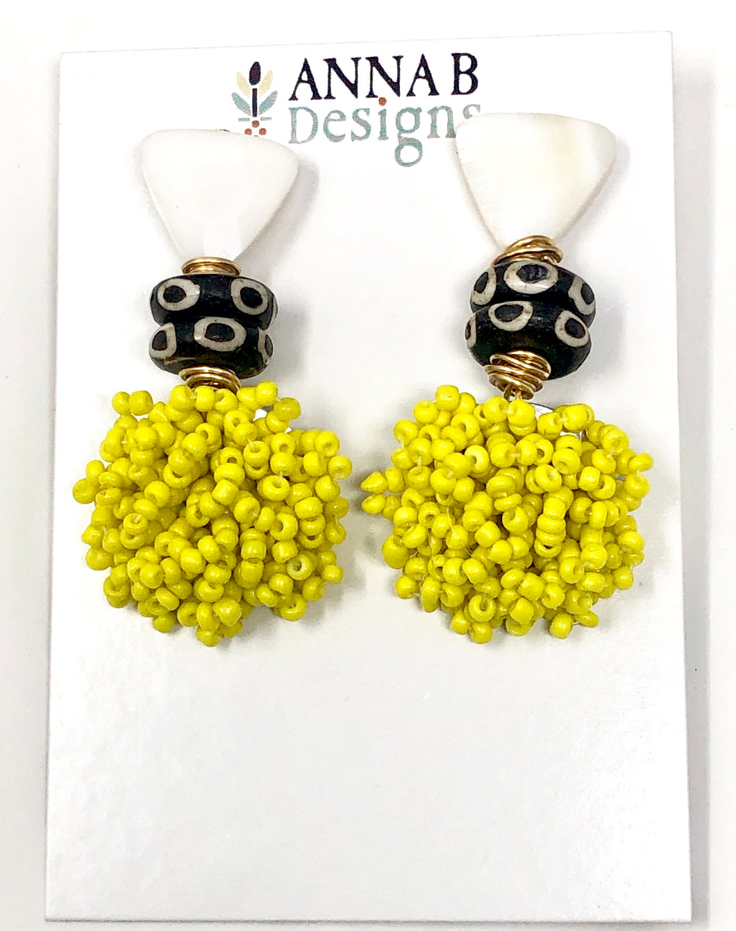 Poppy Beaded Earrings | Yellow