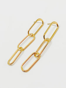 Paper Clip Chain Earrings | Gold