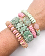 Wooden Stretch bracelet | Pink + Natural