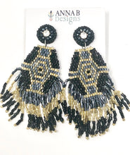 Audra Beaded Earrings- Black + Gold