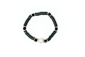 Clay Stretch bracelet with Freshwater Pearl