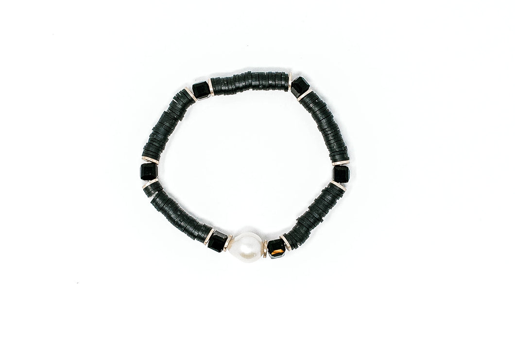 Clay Stretch bracelet with Freshwater Pearl