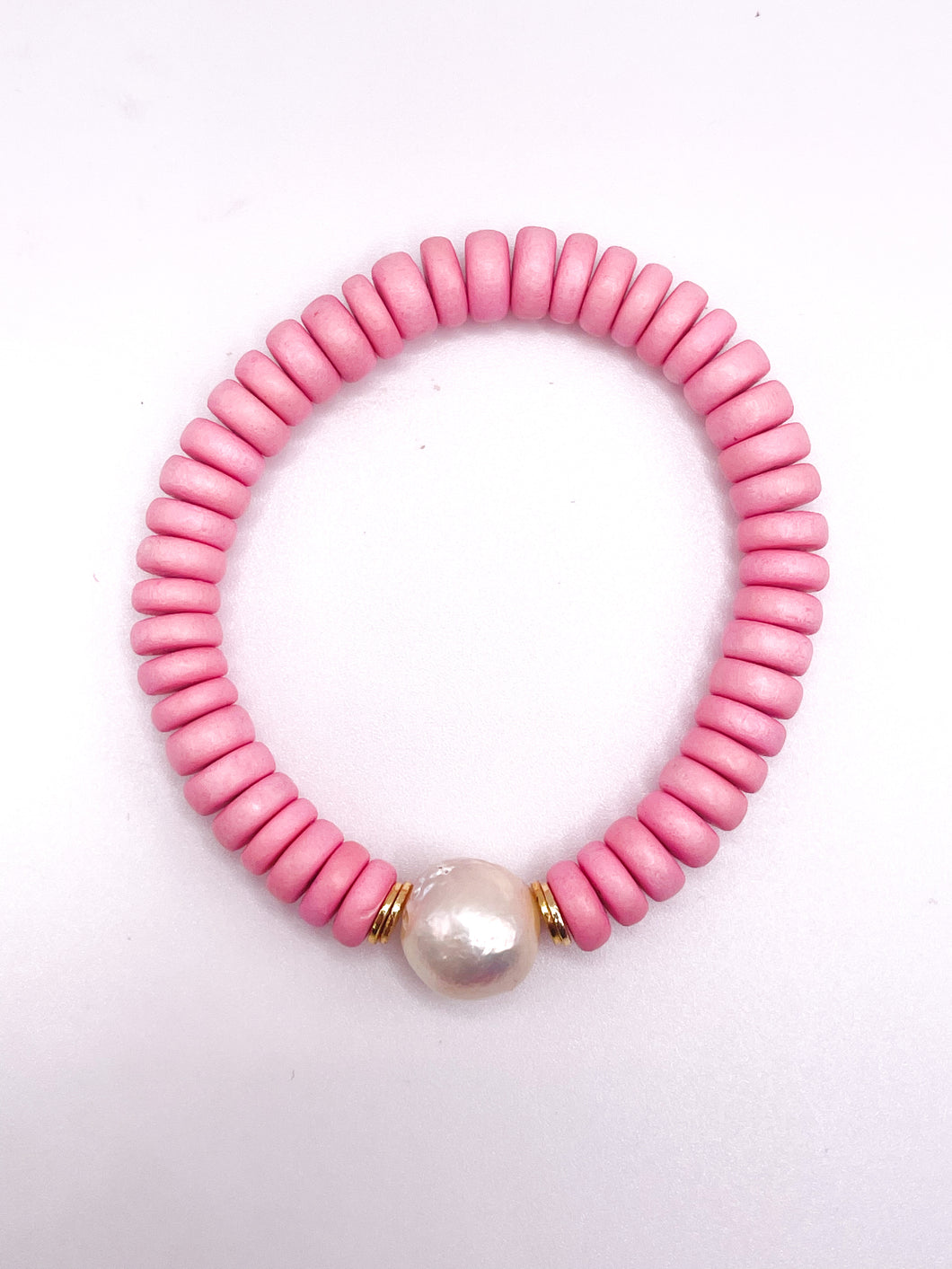 Wooden Stretch bracelet | Pink